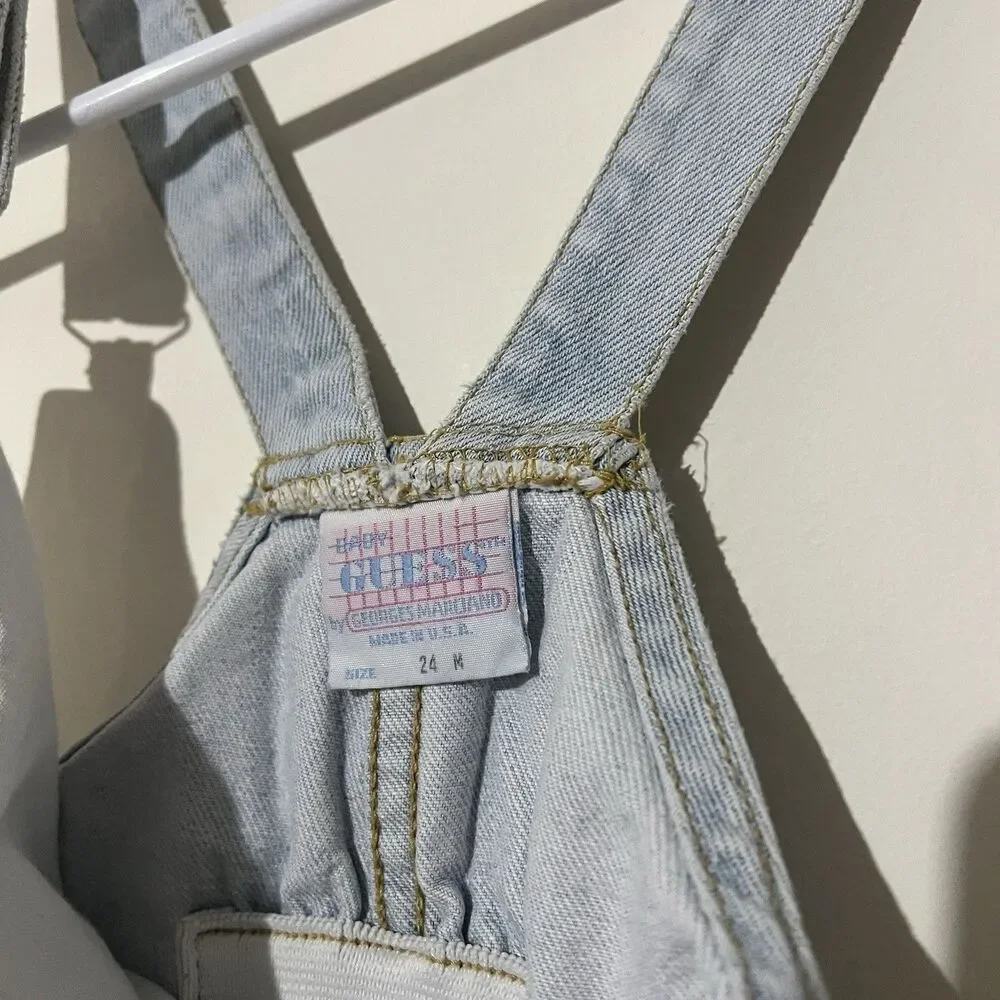 Vintage Guess baby overalls 24 months unisex Denim Dungarees, Snap Closure